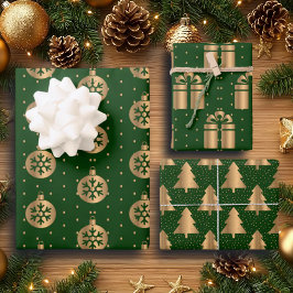 Elegante groene gouden glitter inpakpapier vel