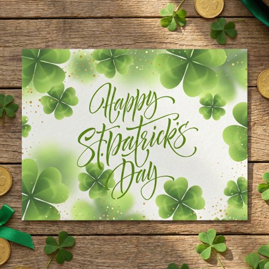 Elegante groene gouden glitter St. Patricksdag-scr Briefkaart