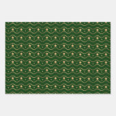 Elegante groene gouden glitter sterren en rendiere inpakpapier vel (Voorkant 2)
