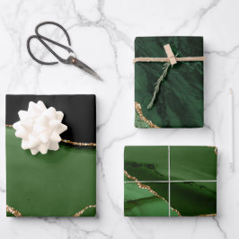 Elegante groene gouden glitters marmer agaat  inpakpapier vel