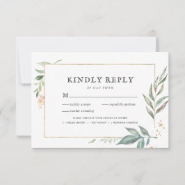 Elegante groene gouden kader Huwelijks-RSVP met ma RSVP Kaartje