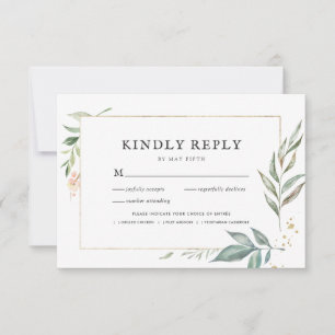 Elegante groene gouden kader Huwelijks-RSVP met ma RSVP Kaartje