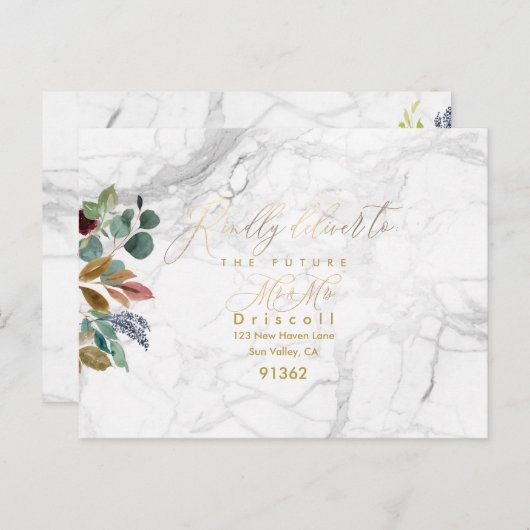 Elegante groene gouden kalligrafie RSVP w-maaltijd Uitnodiging Briefkaart (Voorkant / Achterkant)