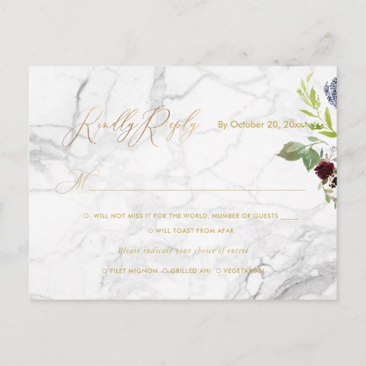 Elegante groene gouden kalligrafie RSVP w-maaltijd Uitnodiging Briefkaart (Achterkant)