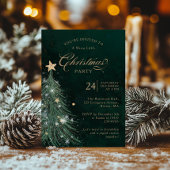 Elegante groene gouden kerstfeest uitnodiging
