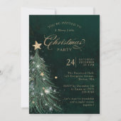Elegante groene gouden kerstfeest uitnodiging (Voorkant)