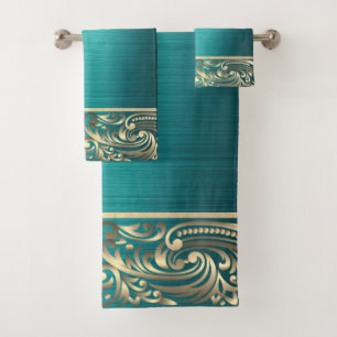 Elegante groene gouden krullen  bad handdoek