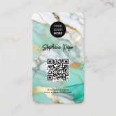 Elegante groene gouden marmeren logo & QR-code mod Visitekaartje (Voorkant)