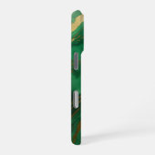Elegante groene gouden marmeren monogram iPhone hoesje (Rechterkant)