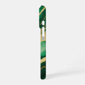 Elegante groene gouden marmeren monogram iPhone hoesje (Linkerkant)