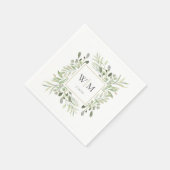 Elegante groene gouden monogram bruiloft servet (Hoek)
