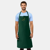 Elegante groene & gouden monogram script naam schort (Gedragen)