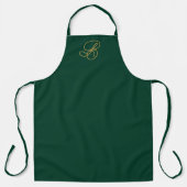 Elegante groene & gouden monogram script naam schort (Voorkant)