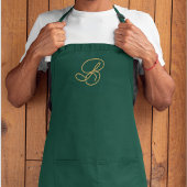 Elegante groene & gouden monogram script naam schort