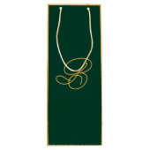 Elegante Groene & Gouden Monogram Script Naam  Wijn Cadeautas (Achterkant)