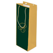 Elegante Groene & Gouden Monogram Script Naam  Wijn Cadeautas (Voorkant Gekanteld)