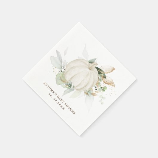 Elegante groene gouden pompoen herfst baby shower servet (Hoek)