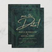 Elegante groene gouden save-the-date QR-code RSVP (Voorkant / Achterkant)