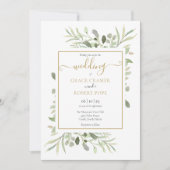 Elegante groene gouden script foto bruiloft kaart (Voorkant)