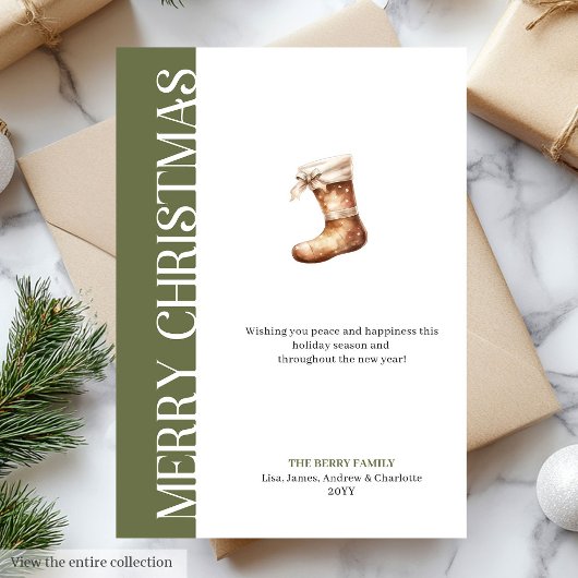 Elegante Groene Gouden Script Kerstgroet Feestdagenkaart