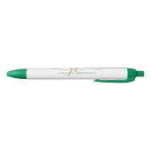 Elegante Groene Gouden Script Monogram Beginletter Zwarte Inkt Pen (Bodem)