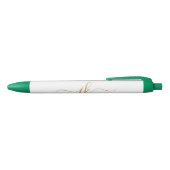 Elegante Groene Gouden Script Monogram Beginletter Zwarte Inkt Pen (Bovenkant)