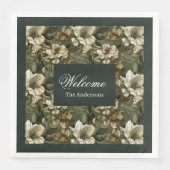 Elegante groene gouden servetten gepersonaliseerd  (Voorkant)