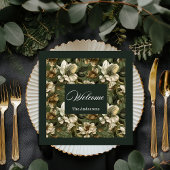 Elegante groene gouden servetten gepersonaliseerd 