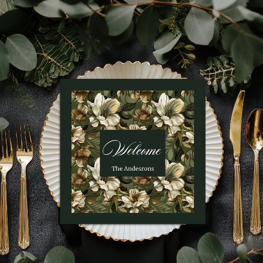 Elegante groene gouden servetten gepersonaliseerd 