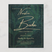 Elegante groene gouden Spaanse BODA QR-code RSVP Flyer (Voorkant)