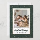 Elegante groene gouden sterrenfoto feestdagenkaart (Voorkant)