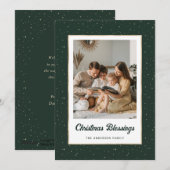 Elegante groene gouden sterrenfoto feestdagenkaart (Voorkant / Achterkant)