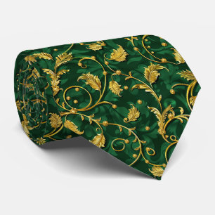 Elegante groene gouden tegelpatroon stropdas