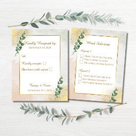 Elegante groene & gouden trouw RSVP-reactiekaart RSVP Kaartje