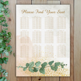 Elegante groene & gouden trouw zitplaatskaart poster