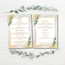 Elegante groene & gouden trouwmenu kaart