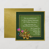 Elegante groene & gouden uitnodiging voor 50-jarig (Voorkant / Achterkant)