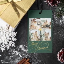 Elegante groene & gouden vrolijk kerst foto - 