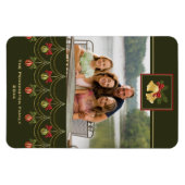 Elegante groene gouden vrolijke kerst fotomagneet magneet (Horizontaal)