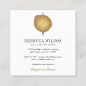 Elegante Groene & Gouden Wax Stempel Moderne Chiqu Vierkante Visitekaartje (Achterkant)