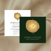 Elegante Groene & Gouden Wax Stempel Moderne Chiqu Vierkante Visitekaartje