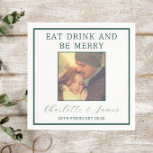 Elegante groene grens bruiloft foto servet