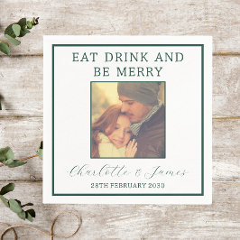 Elegante groene grens bruiloft foto servet