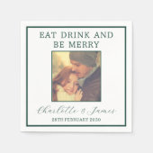 Elegante groene grens bruiloft foto servet (Voorkant)