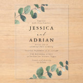 Elegante groene groene bruiloft acryl uitnodigingen (Voorkant)