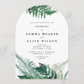 Elegante groene groene Waterverf boogbruiloft Kaart (Voorkant)