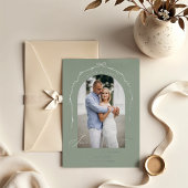 Elegante groene hand getekend boog lint Sla de dat Folie Uitnodiging