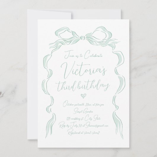 Elegante groene hand getrokken boog elke leeftijd kaart (Voorkant)