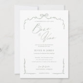 Elegante Groene Hand Getrokken Boog & Lint Huwelij Kaart (Voorkant)