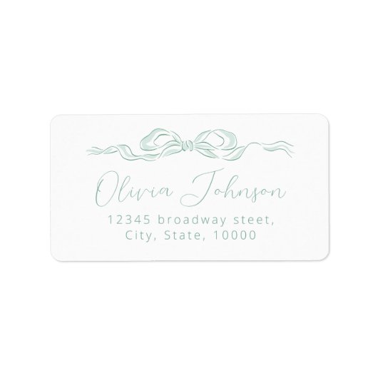 Elegante groene handgetekende boog retouradres sti etiket (Voorkant)